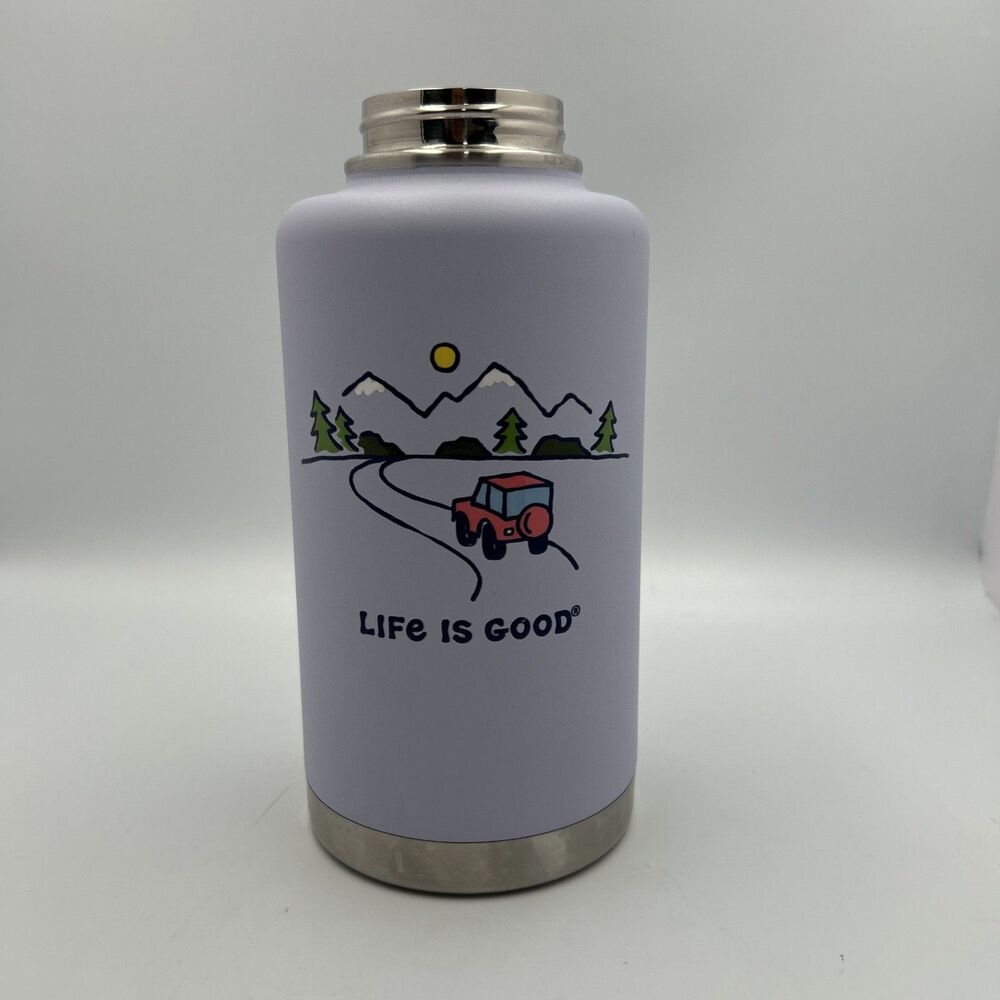 Life is Good 50 oz Wide Mouth Stainless Steel Water Bottle Lavender No Lid 4x4